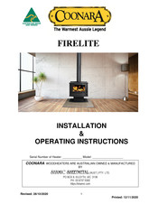 Coonara FIRELITE 1700B Installation & Operating Instructions Manual