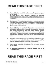 Howard McCray SR48 Installation And Operating Instructions Manual
