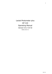 Diaglobal Lactat Photometer plus DP 110 Operating Manual