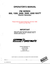 Coleman Powermate PM Series Operator's Manual