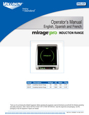 Vollrath mirage pro 59510P Operator's Manual