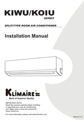 Klimaire KOIU09H2-1T Installation Manual