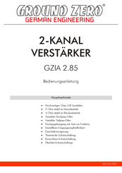 Ground Zero GZIA 2.85 Owner's Manual