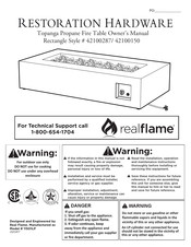 Realflame Topanga Small Rectangle 11501LP Owner's Manual