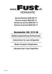 Fust Novamatic EKI 1217-IB Instructions For Use Manual