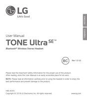 LG TONE Ultra SE User Manual