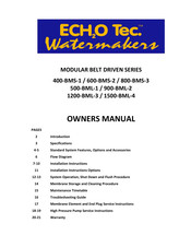 ECH2O Tec. Watermakers 1200-BML-3 Owner's Manual