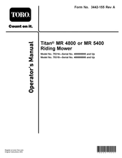 Toro Titan MR 5400 Operator's Manual