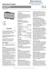OJ Electronics AutomatikCentret ETT-6-13 Instructions Manual