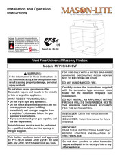Mason-Lite MFP44VF Assembly, Installation And Operation Instructions
