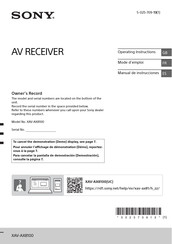 Sony XAV-AX8100 Operating Instructions Manual