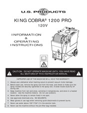 U.s. Products KC 1200-500 Information & Operating Instructions