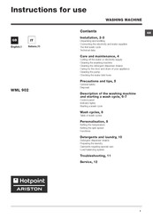 Hotpoint Ariston WML 902 Instructions For Use Manual