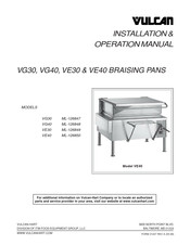 ITW Food Equipment Group Vulcan VG30 Installation & Operation Manual