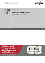 EWM Taurus 404 Synergic S TGD Operating Instructions Manual