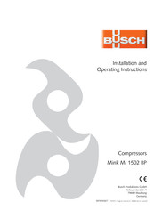 BUSCH Mink MI 1502 BP Installation And Operating Instructions Manual