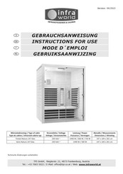 Infraworld 390176 Instructions For Use Manual