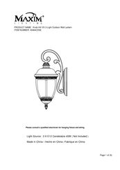 Maxim Lighting Knob Hill VX Quick Start Manual