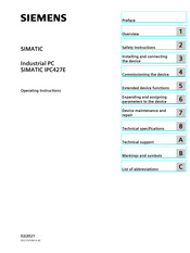 Siemens SIMATIC IPC427E Operating Instructions Manual