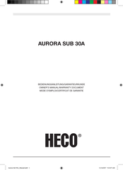 Heco AURORA SUB 30A Owner's Manual/Warranty Document