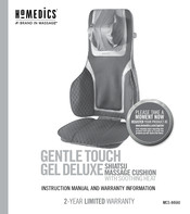 HoMedics GENTLE TOUCH GEL DELUXE SHIATSU MCS-846HJ Instruction Manual And  Warranty Information