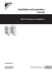 Daikin RXYSQ-TY1 Installation And Operation Manual