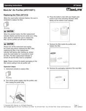 MaxLite AP215SF1 Operating Instructions