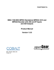 Cobalt Digital Inc BBG-1190-DEC-MPEG Product Manual