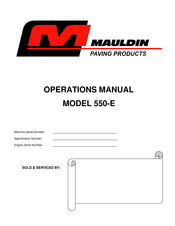Mauldin 550-E Operation Manual