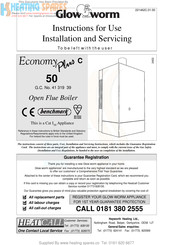 Glow-worm Economy Plus 50C Instructions For Use Installation And Servicing