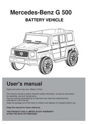 ASTM Mercedes-Benz G 500 User Manual