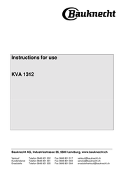 Bauknecht KVA 1312 Instructions For Use Manual