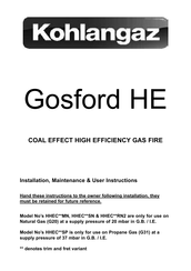 Kohlangaz Gosford HE Installation, Maintenance & User Instructions