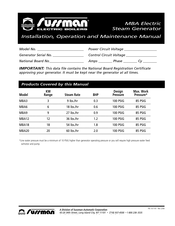 Sussman MBA3 Installation, Operation And Maintenance Manual