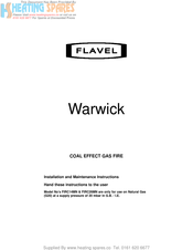 Flavel Warwick FIRC14MN Installation And Maintenance Instructions Manual