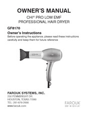 Farouk CHI PRO LOW EMF Owner's Manual