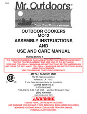 Metal Fusion MO12 Assembly Instructions And Use And Care Manual