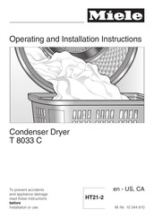 Miele T 8033 C Operating And Installation Instructions