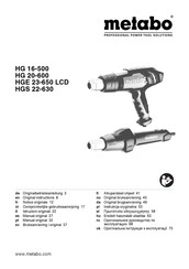 Metabo HG 20-600 Original Instructions Manual