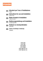 Franke FTF 904 XS V2 Instructions For Use And Installation