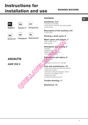 Hotpoint Ariston AQUALTIS AQ8F 292 U General Instructions For Installation And Use