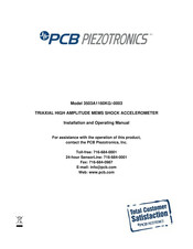Pcb Piezotronics 3503A1160KG Installation And Operating Manual