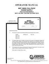 KEPCO MAT 36-30 Operator's Manual