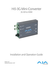 AJA Video Systems Inc 3G-SDI Installation And Operation Manual