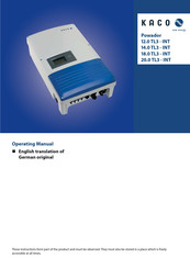 Kaco Powador 12.0 TL3 - INT Operating Manual