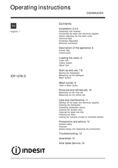 Indesit IDP 127B D Operating Instructions Manual