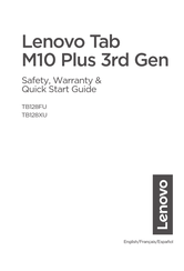 Lenovo TB128XU Safety, Warranty & Quick Start Manual