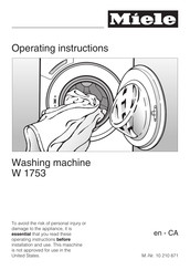 Miele W 1753 Operating Instructions Manual