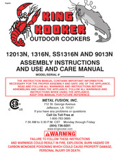 King Kooker 9013N Assembly Instructions And Use And Care Manual