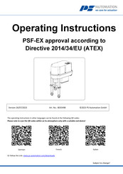 PS Automation PSF-EX Operating Instructions Manual